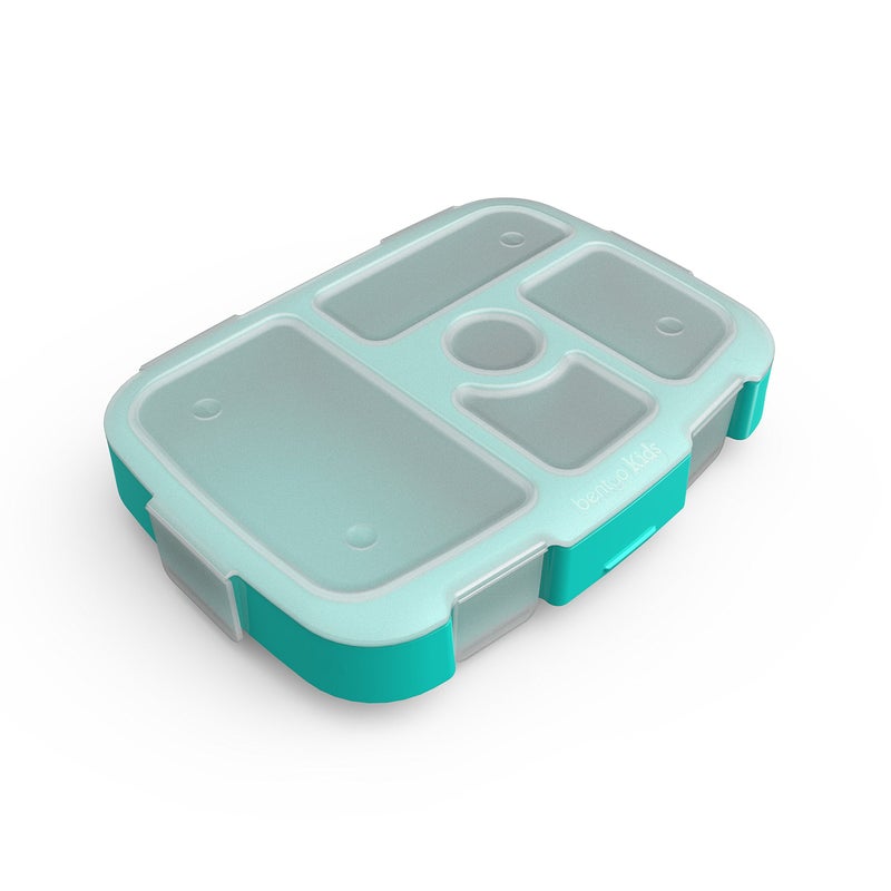 Bentgo Kids Brights Tray (Aqua) with Transparent Cover - Reusable  BPA-Free  5-Compartment Meal Prep Container with Built-In Portion Control for Healthy At-Home Meals and On-the-Go Lunches