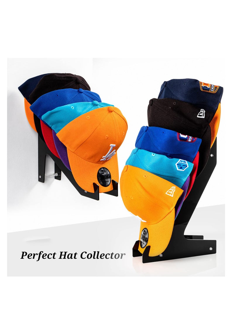 SOLARAE Hat Racks for Baseball Caps, Cap Holder- Wall Mount or Stand Up - Hold Up to 10 Caps - Hat Display and Storage for Bedroom, Closet, Dresser, Entrance(2PCS, Black) - Image 3