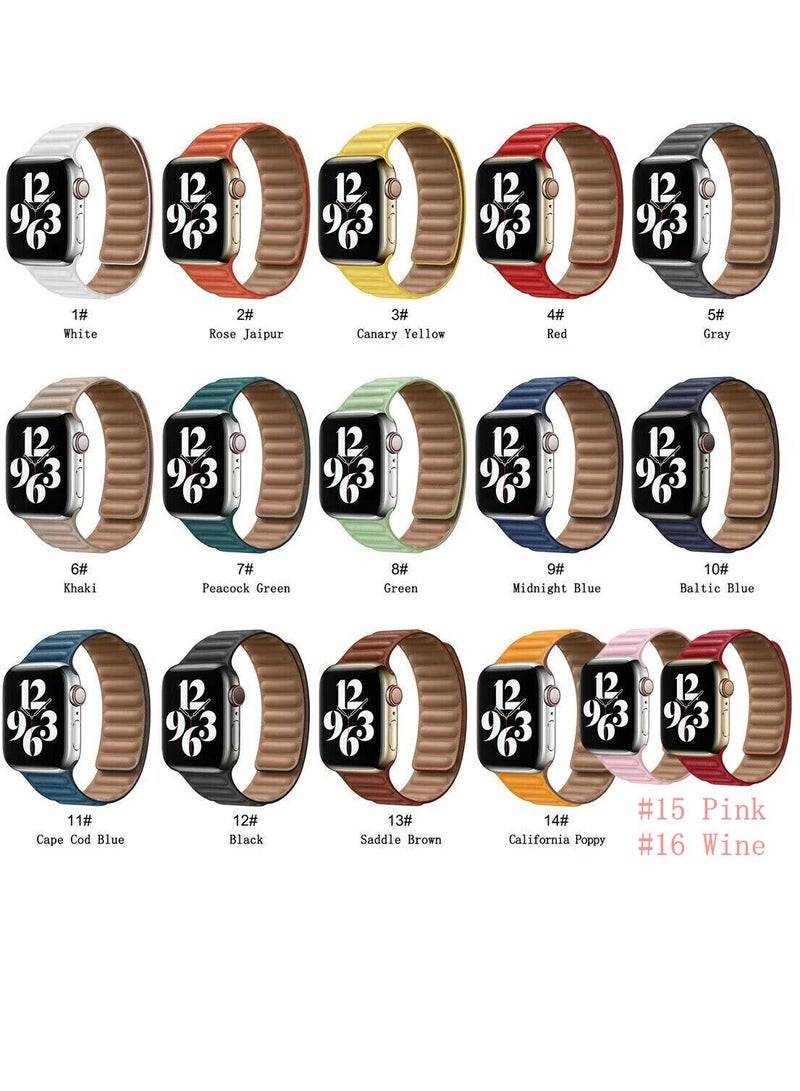 YOMNA YOMNA Leather Magnetic loop Strap Compatible with Apple watch Series Ultra 9/8 Ultra /8 /7 fashionable bracelet strap for iWatch 49/45/44/42 mm  - Image 5