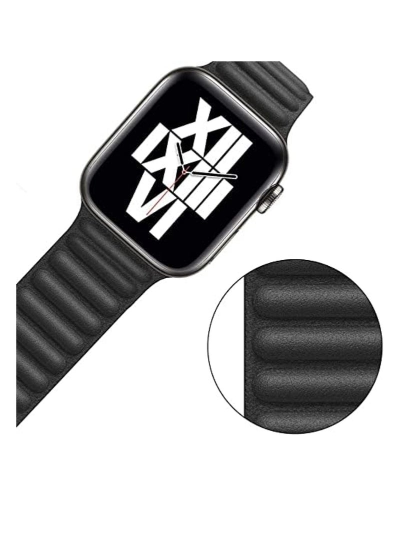 YOMNA YOMNA Leather Magnetic loop Strap Compatible with Apple watch Series Ultra 9/8 Ultra /8 /7 fashionable bracelet strap for iWatch 49/45/44/42 mm  - Image 4