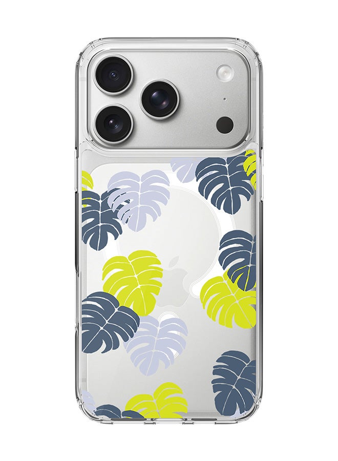 Stylizedd Classic Clear MagSafe Case for iPhone 17 Pro , Hybrid Soft Case Flexible Edges Anti Drop TPU PC Gel Thin Transparent Cover [ Designed for iPhone 17 Pro ] - Island Leaves