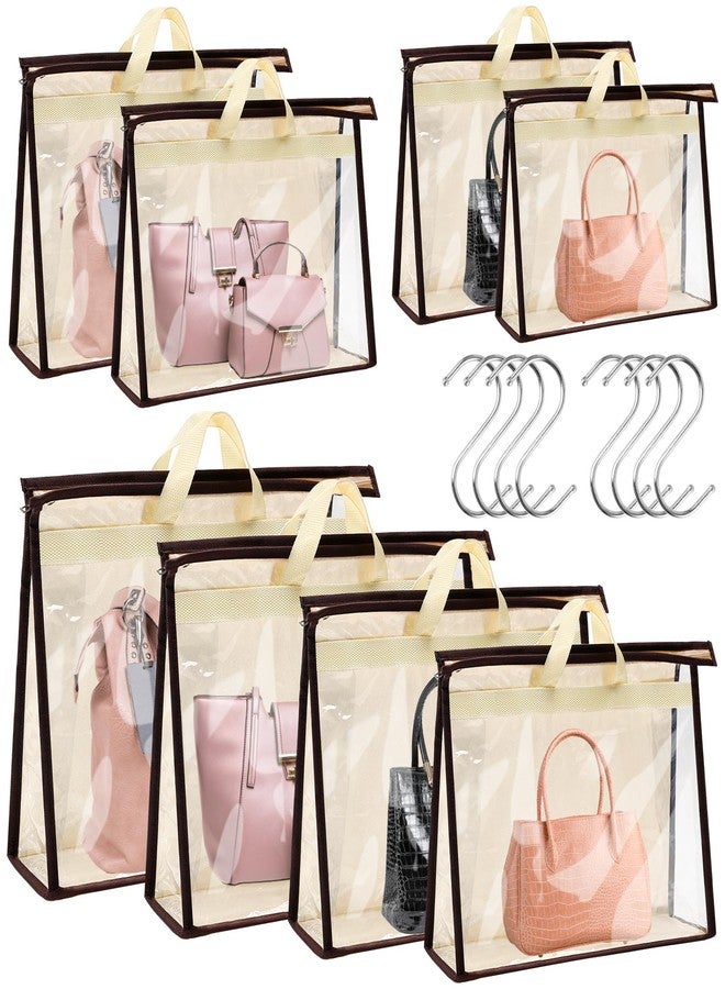 CLRBEATTY 8 Pack Clear Handbag Storage Bags, Hanging Closet Organizer with Zipper, Handles & Hooks, Dustproof Purse Storage, 4 Assorted Sizes - Image 1