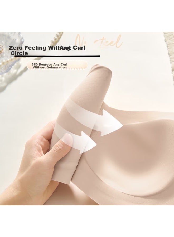 Finseech Cooling Jelly Strip Soft Support Wireless Bra, Anti-sagging Brassiere, Light Pink, M - Image 3