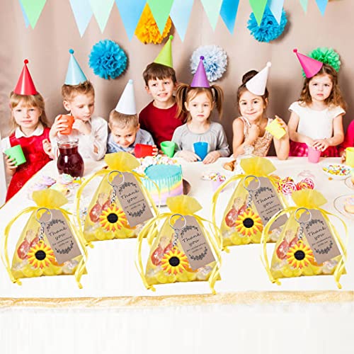 COLVWOFA 30 Sets Sunflower Birthday Party Favors Include Keychains Organza Bags Thank You Kraft Tags for Kids Party Supplies Wedding Baby Shower Return Gifts - Image 2