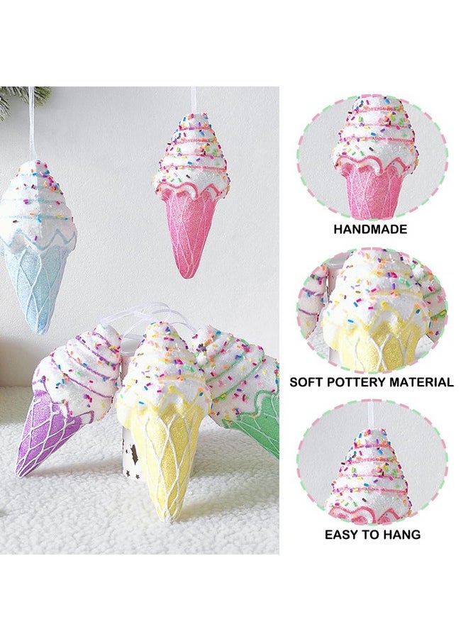 BALONAR Ice Cream Party Decorations Ornaments, 5pcs Christmas Tree Hanging Candy Gift, Macaron Color Dessert Ice Cream Pendant Set for Xmas New Year Birthday Home Party Supplies (Ice Cream)  - Image 3