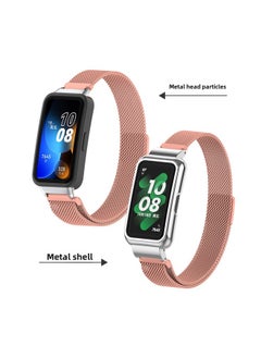 For HuaweiBracelet 10 Strap For HuaweiBand987 Glory Bracelet Universal Wristband Milanese Strap-Color:36# Milan Bright Pink-Specifications:Applicable To For HuaweiBand 10/9/8 Generation (with Metal Head)