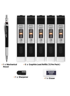 2.0 Mm Mechanical Pencil Set, Artist Metal Lead Holder Metal Marker Carpenter Pencils With 60 Graphite Lead Refill Hb, 2H, 4H, 2B, 4B, Eraser, Sharpener For Draft Drawing, Writing Art Sketching - pzsku/Z52FCED8488495CE0C391Z/45/_/1735214669/697cf533-d831-4c31-be1a-79c170f7fd32