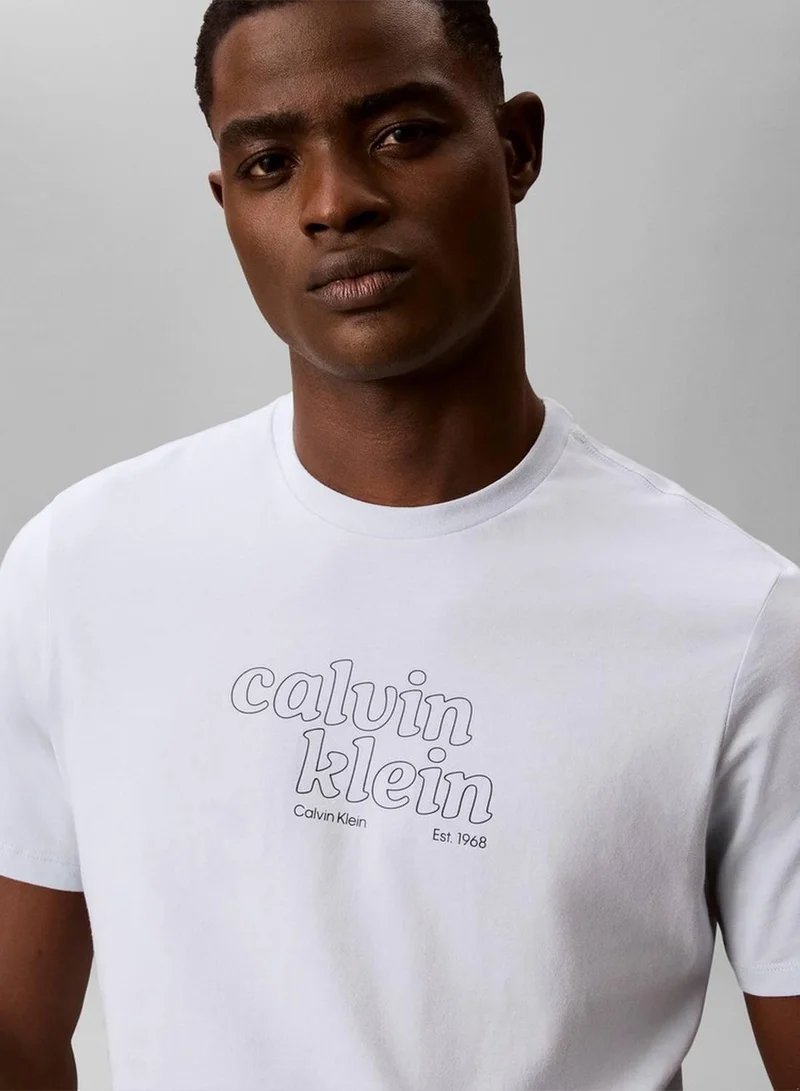 Calvin Klein Jeans Plein Air Bold Script Logo Graphic Classic T-Shirt for Men | Best Price UAE