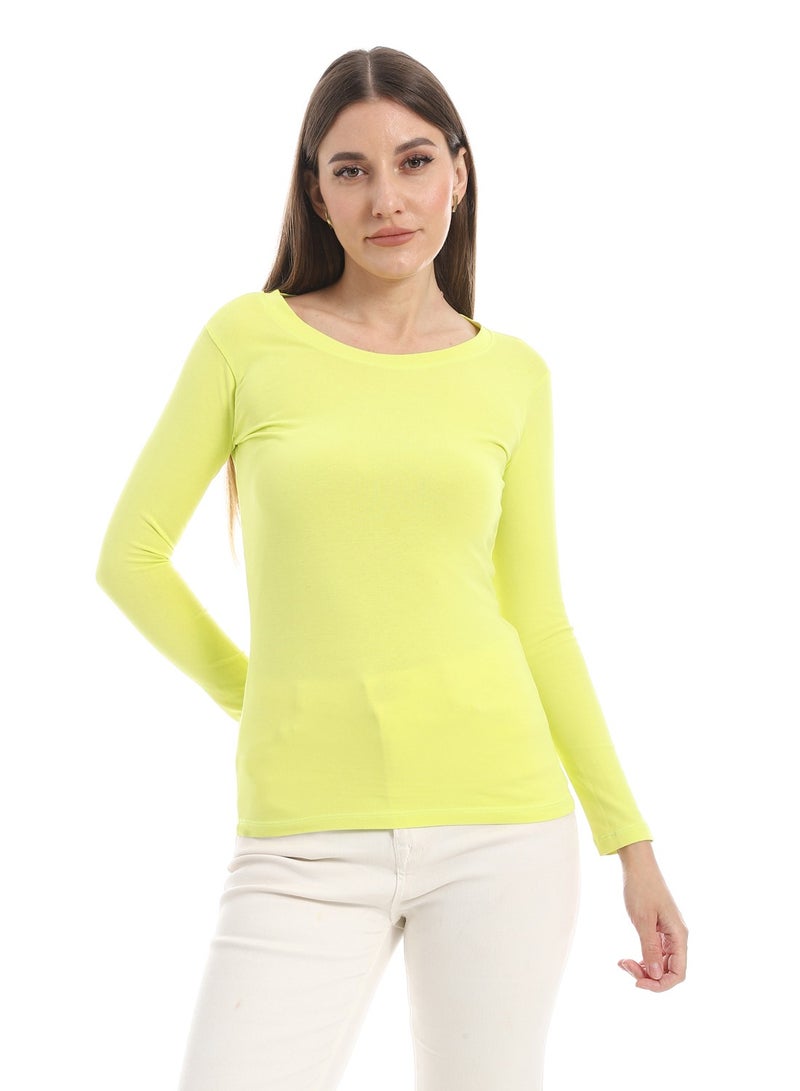 Andora Round Neck Slip On Lemon Yellow Basic Top_Yellow - Image 1