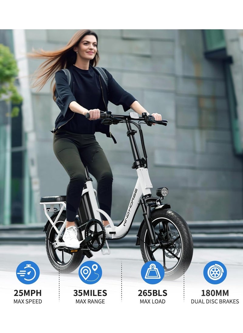 Wind Horse - Folding Electric Bike with 350W High Speed Motor, 36V 8AH Battery, 40 KM/H Speed, 35 KM Range, Dual Disk Brakes, Carbon Alloy Frame and 16 Inches Tires, Front Suspension Fort, Portable Electric Bike with Dual Seat - Image 1