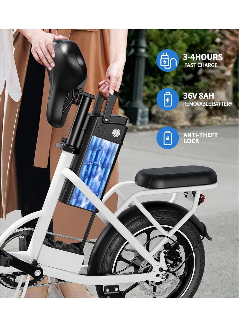 Wind Horse - Folding Electric Bike with 350W High Speed Motor, 36V 8AH Battery, 40 KM/H Speed, 35 KM Range, Dual Disk Brakes, Carbon Alloy Frame and 16 Inches Tires, Front Suspension Fort, Portable Electric Bike with Dual Seat - Image 1