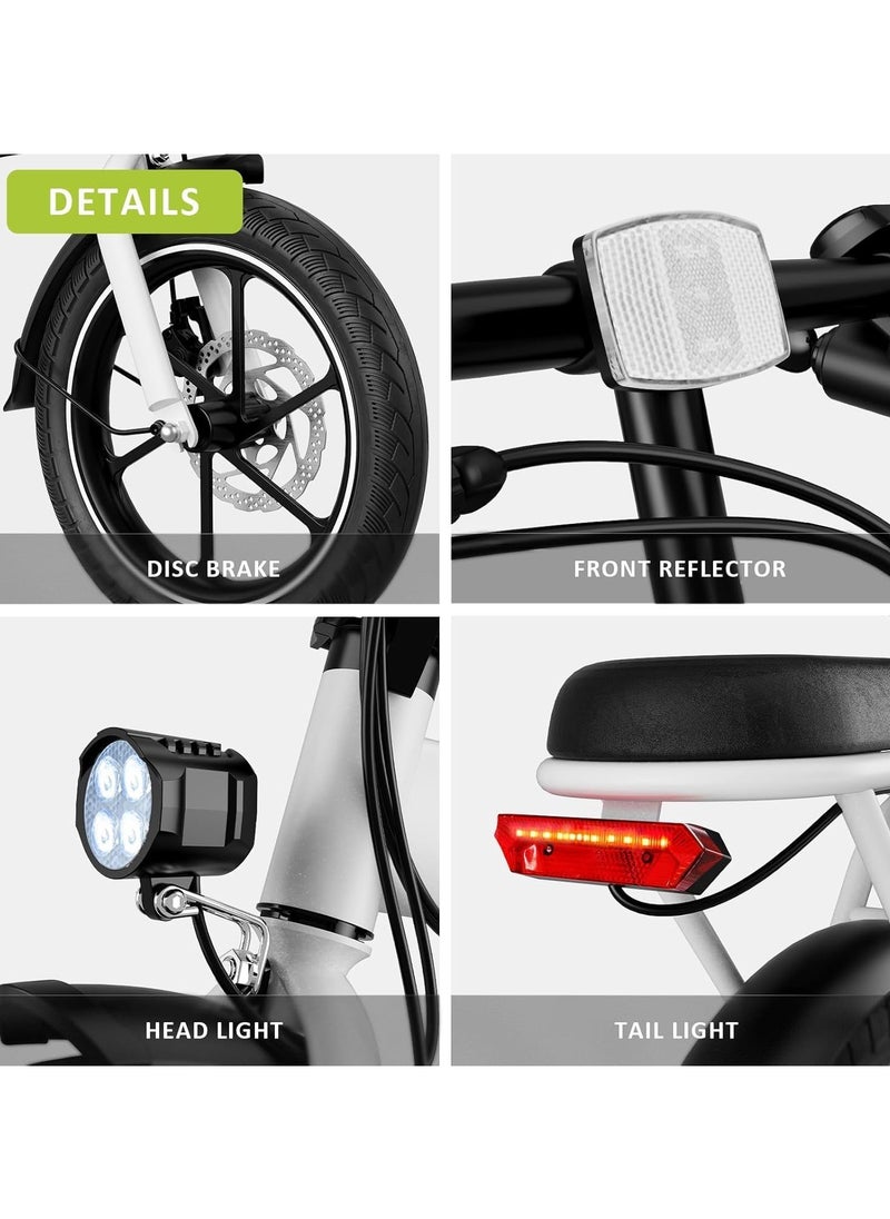 Wind Horse - Folding Electric Bike with 350W High Speed Motor, 36V 8AH Battery, 40 KM/H Speed, 35 KM Range, Dual Disk Brakes, Carbon Alloy Frame and 16 Inches Tires, Front Suspension Fort, Portable Electric Bike with Dual Seat - Image 1