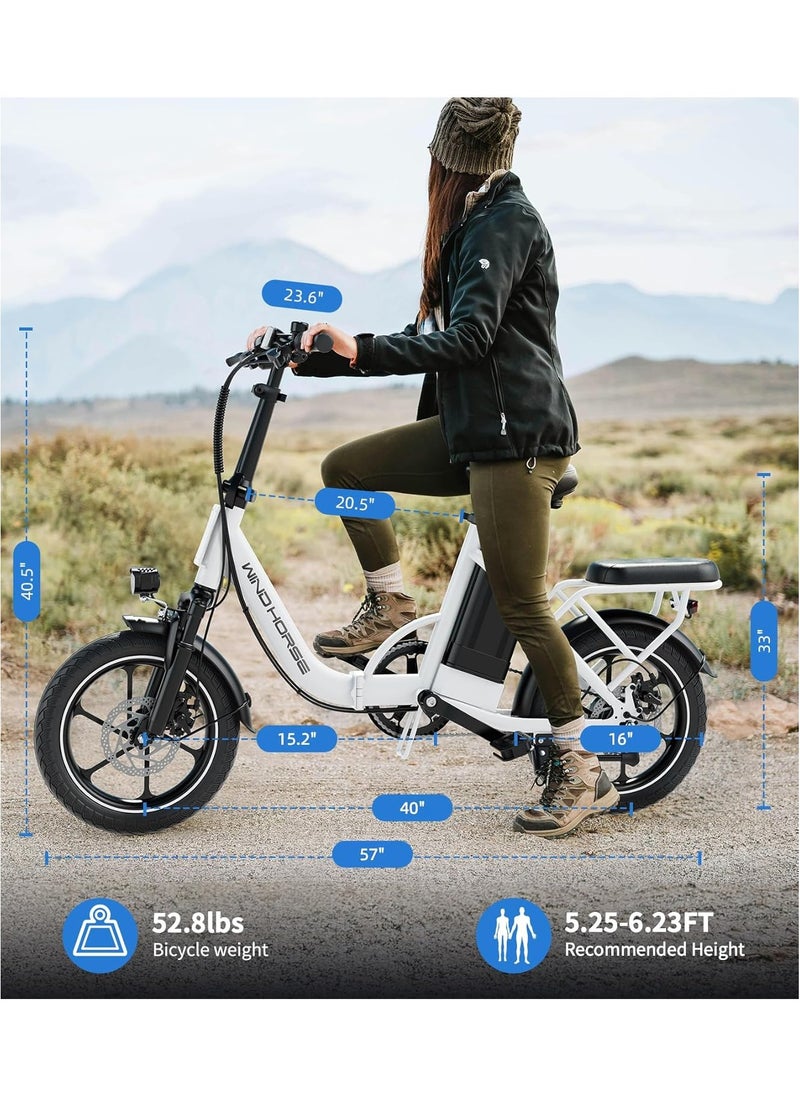 Wind Horse - Folding Electric Bike with 350W High Speed Motor, 36V 8AH Battery, 40 KM/H Speed, 35 KM Range, Dual Disk Brakes, Carbon Alloy Frame and 16 Inches Tires, Front Suspension Fort, Portable Electric Bike with Dual Seat - Image 1