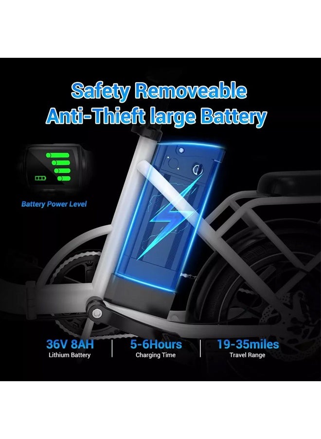 Wind Horse - Folding Electric Bike with 350W High Speed Motor, 36V 8AH Battery, 40 KM/H Speed, 35 KM Range, Dual Disk Brakes, Carbon Alloy Frame and 16 Inches Tires, Front Suspension Fort, Portable Electric Bike with Dual Seat - Image 1
