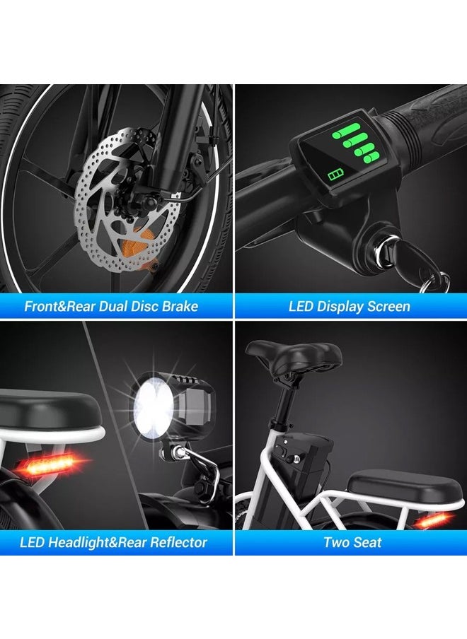 Wind Horse - Folding Electric Bike with 350W High Speed Motor, 36V 8AH Battery, 40 KM/H Speed, 35 KM Range, Dual Disk Brakes, Carbon Alloy Frame and 16 Inches Tires, Front Suspension Fort, Portable Electric Bike with Dual Seat - Image 1