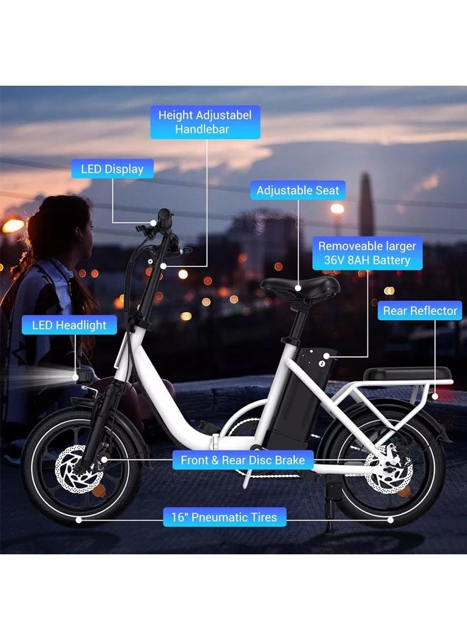 Wind Horse - Folding Electric Bike with 350W High Speed Motor, 36V 8AH Battery, 40 KM/H Speed, 35 KM Range, Dual Disk Brakes, Carbon Alloy Frame and 16 Inches Tires, Front Suspension Fort, Portable Electric Bike with Dual Seat - Image 1