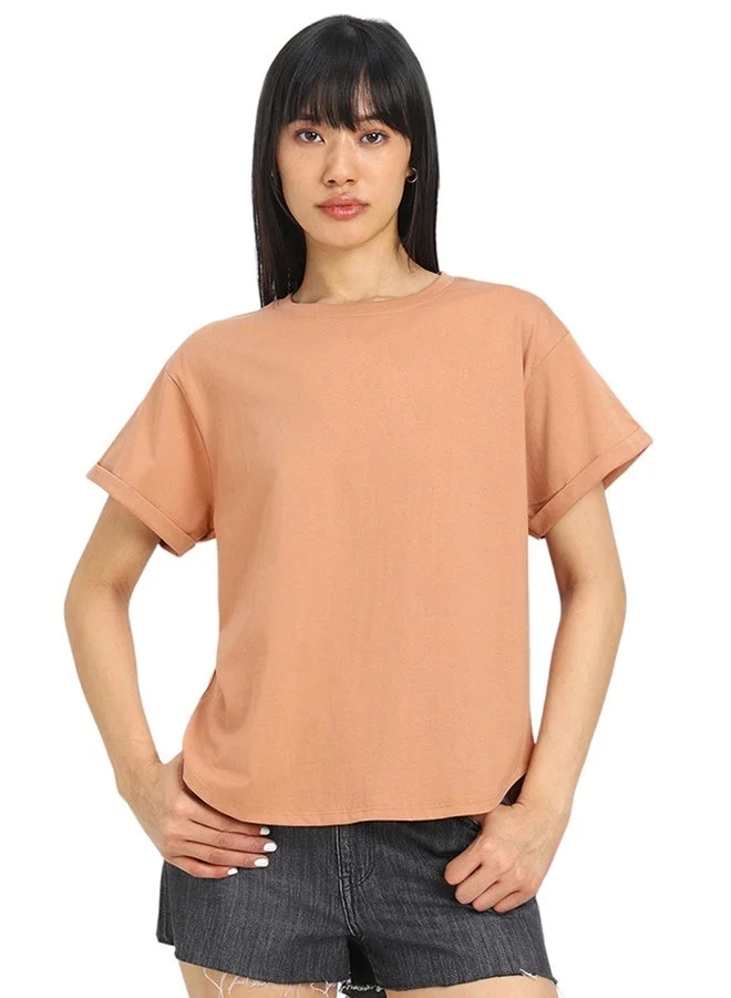 جونبيري Juneberry Pure Cotton BoyFriend Fit CORK  T-Shirt For Women
