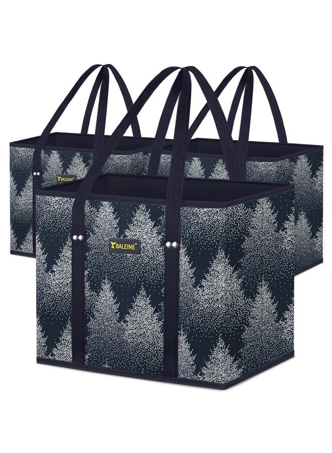 Baleine BALEINE 3Pk Reusable Grocery Bags, Foldable Shopping Bags for Groceries with Reinforced Bottom & Handles (Frost Abies)  - Image 1