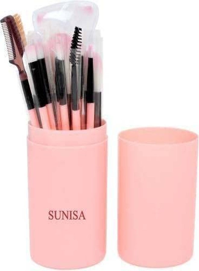 SUNISA Soft Synthetic Bristles Pink Makeup Brushes Set of 12 with Storage Case - (Pack of 13) - Image 2