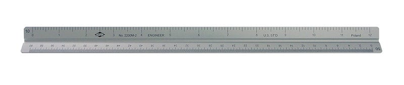 Alvin مسطرة مثلثية هندسية من الألمنيوم ALVIN 12 طراز 2200M2 للرسم والتخطيط رائعة للطلاب والمحترفين متينة للغاية من الألمنيوم المؤكسد 12 بوصة - Image 3