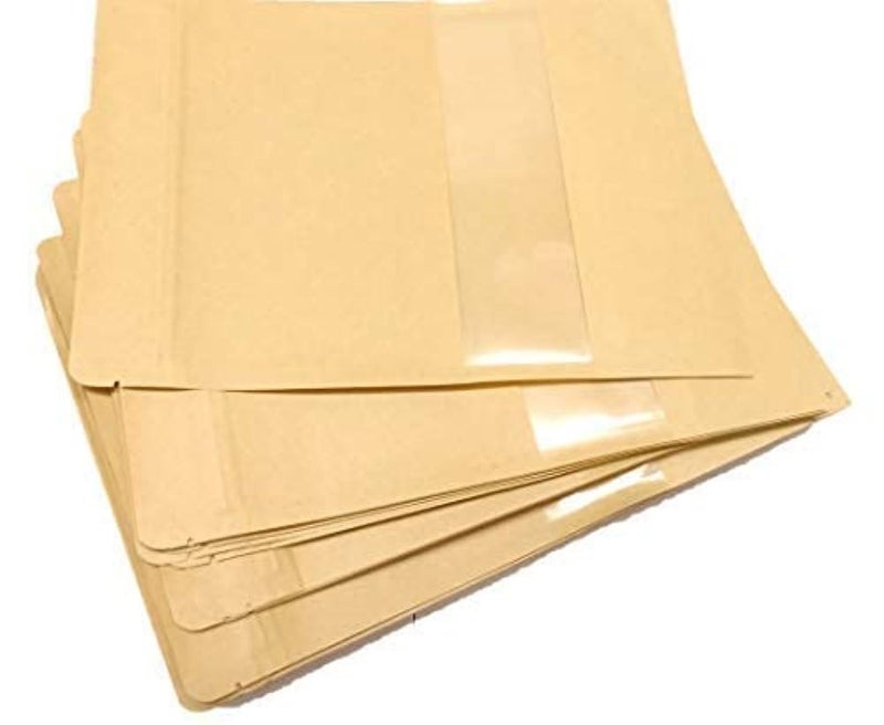 E Sko Esko Stand Up Ziplock Pouch - Reusable, Airtight Kraft Paper Storage Pouch (Brown) | 160mmX220mm (Pack of 100) - Image 3