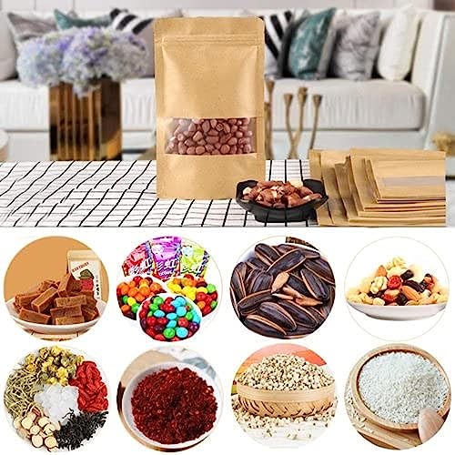 E Sko Esko Stand Up Ziplock Pouch - Reusable, Airtight Kraft Paper Storage Pouch (Brown) | 160mmX220mm (Pack of 100) - Image 5