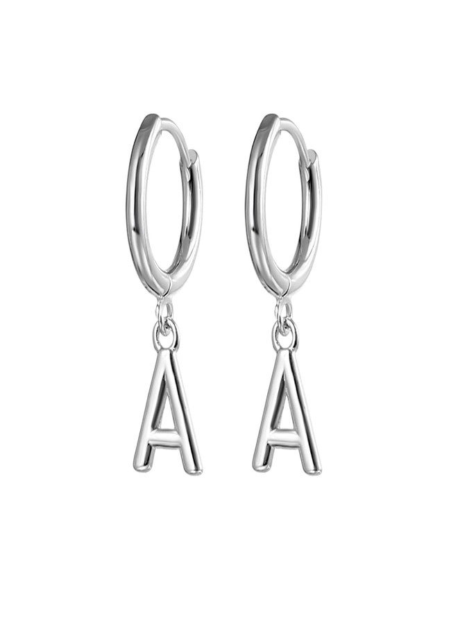 kelistom 925 Sterling Silver Plated Initial Hoop Earrings for Women | A-Z Letters Hanging Hoops Stud Earring Fashion Jewelry Gift - Image 1