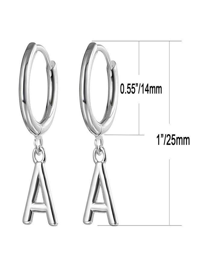 kelistom 925 Sterling Silver Plated Initial Hoop Earrings for Women | A-Z Letters Hanging Hoops Stud Earring Fashion Jewelry Gift - Image 3