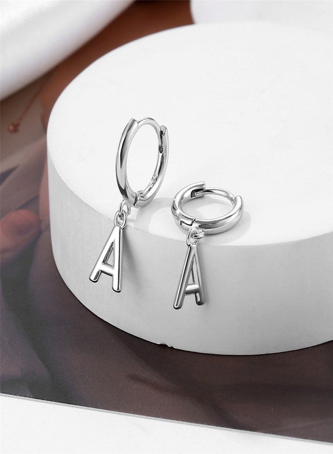kelistom 925 Sterling Silver Plated Initial Hoop Earrings for Women | A-Z Letters Hanging Hoops Stud Earring Fashion Jewelry Gift - Image 5