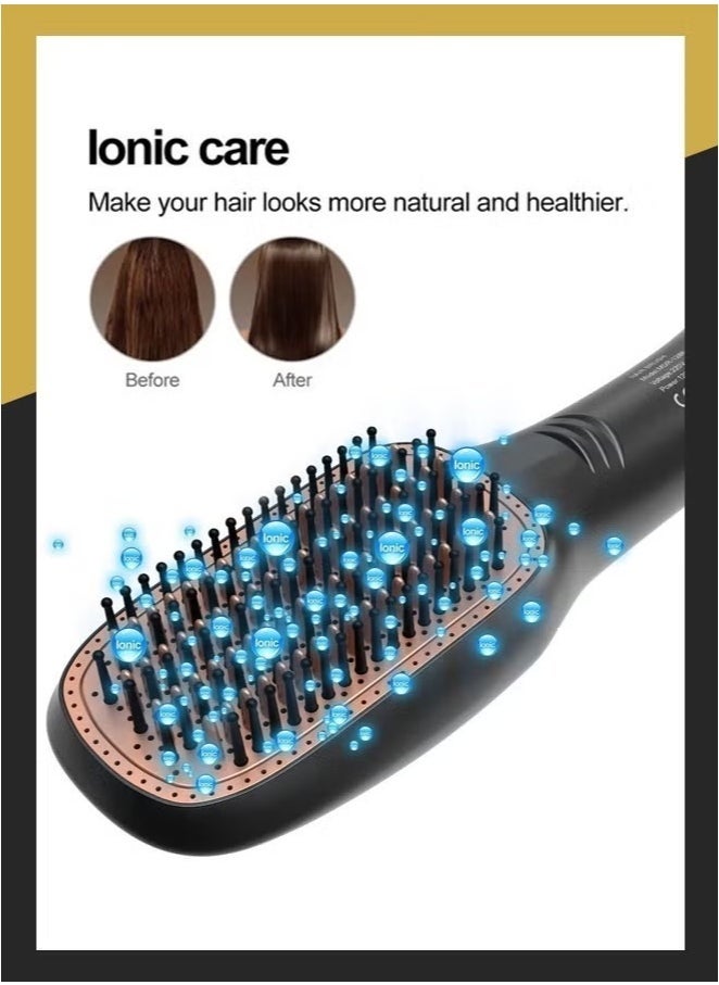 Professional Hot Air Comb – 2‑in‑1 Blow Dryer & Styling Brush with Ionic Technology, Ceramic Coating & Multiple Heat Settings | Fast Dry, Smooth Straighten, Volumize & Reduce Frizz | Black - Image 3