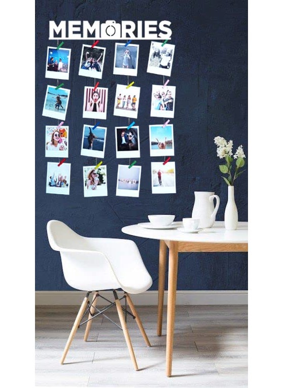 Khush Enterprise Khush Its Amazing Home Decor Wood White Memories Hanging Photo Display DIY Picture Photo Frame Collage Set Includes Multi colour Clips  - Image 2