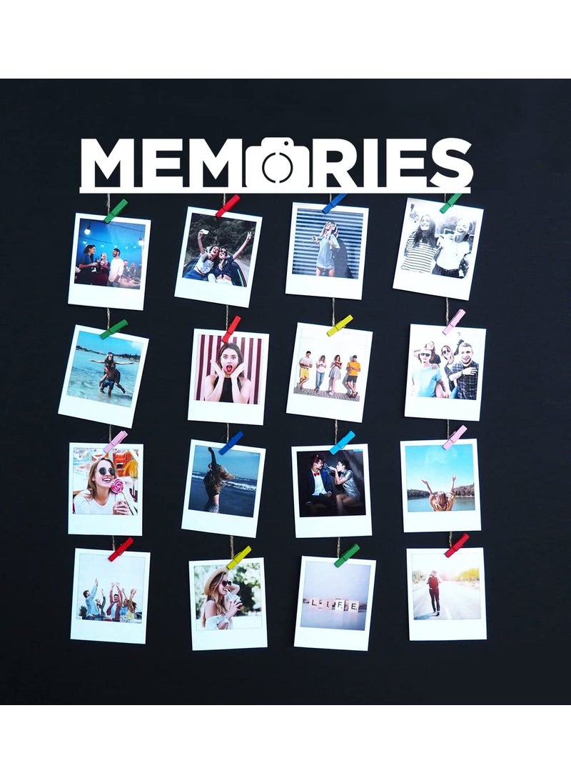 Khush Enterprise Khush Its Amazing Home Decor Wood White Memories Hanging Photo Display DIY Picture Photo Frame Collage Set Includes Multi colour Clips  - Image 1