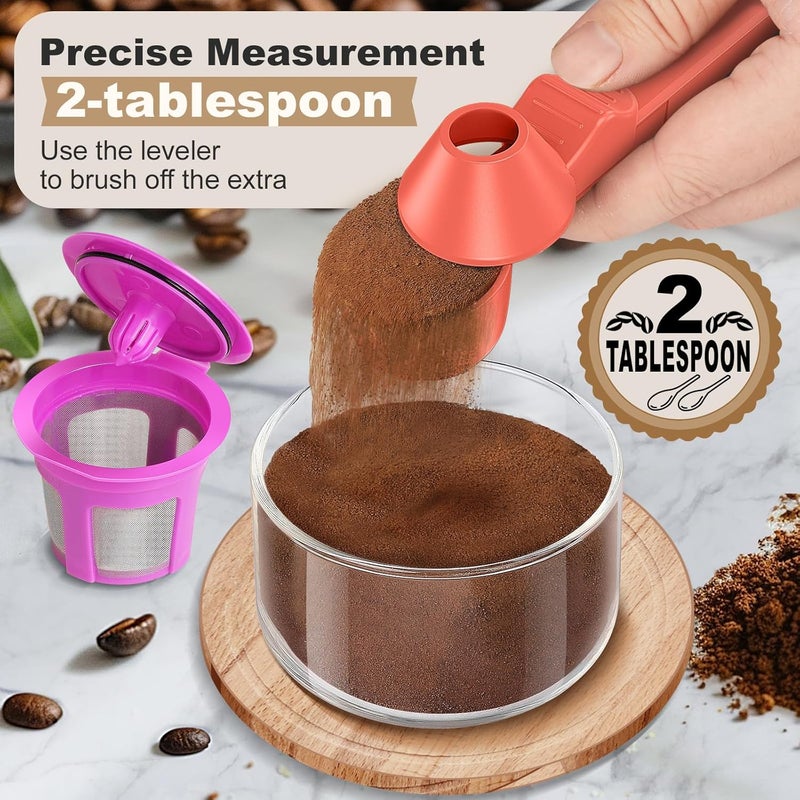 Lov Sprout Coffee Scoop & Funnel for Reusable K Cup Refillable Coffee Pods, Coffee Measuring Spoon 2 Tablespoon Capacity, Scoop with Funnel for Ground Coffee, Protein Powder, Tea (Orange, 2 Pack) - Image 2