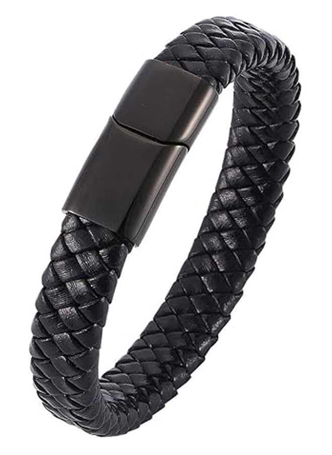 Generic Xiao Siang Men's Stainless Steel Leather Bracelet, Multi Color Magnetic Bracelet 6.5-8 Inch, Leather  - Image 1