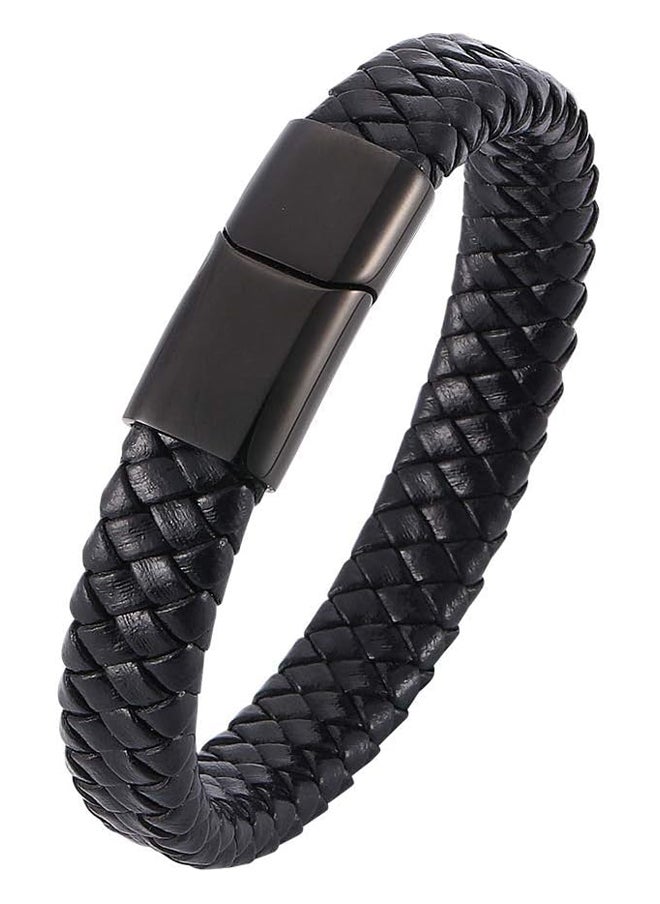 Generic Xiao Siang Men's Stainless Steel Leather Bracelet, Multi Color Magnetic Bracelet 6.5-8 Inch, Leather  - Image 4