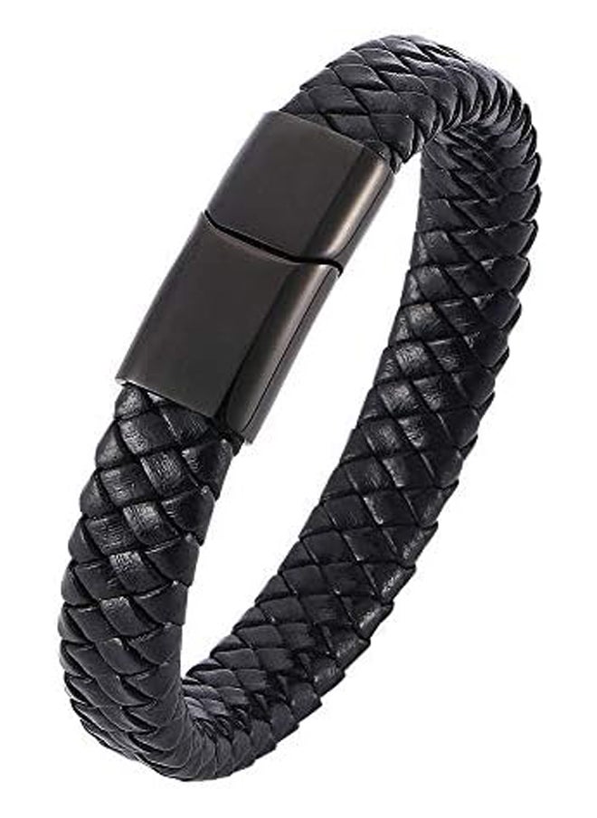 Generic Xiao Siang Men's Stainless Steel Leather Bracelet, Multi Color Magnetic Bracelet 6.5-8 Inch, Leather  - Image 2