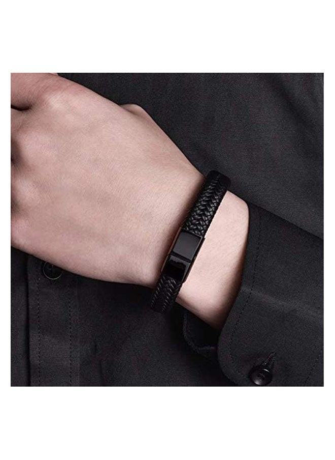 Generic Xiao Siang Men's Stainless Steel Leather Bracelet, Multi Color Magnetic Bracelet 6.5-8 Inch, Leather  - Image 3