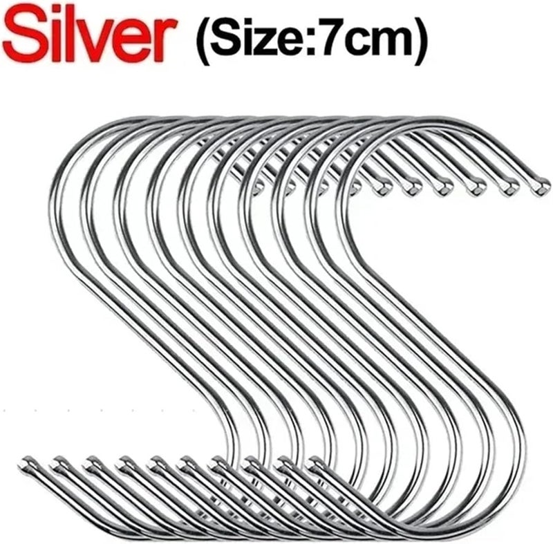 Stainless Steel S Hooks Sharp Tip 20pcs Kitchen Butcher Shop Hanging Utensil - Image 3