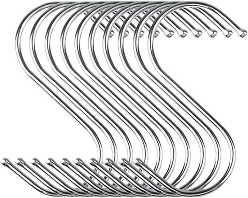 Stainless Steel S Hooks Sharp Tip 20pcs Kitchen Butcher Shop Hanging Utensil - Image 1