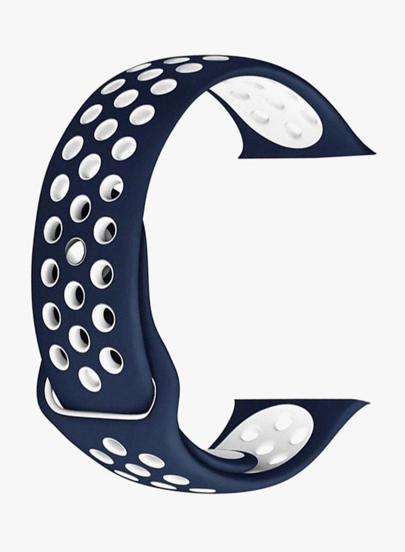 BORTONY Silicone Replacement Wrist Band Apple Watch 44mm Blue/White - Image 2