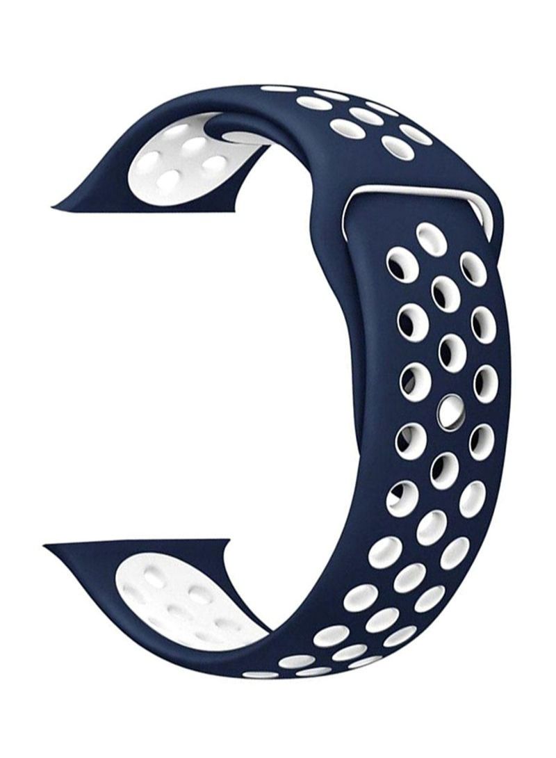 BORTONY Silicone Replacement Wrist Band Apple Watch 44mm Blue/White - Image 1