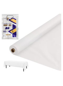 AlsayedP 60 Pcs White Sufra Roll Plastic Table Cover Roll 110 x 100cm Disposable Table Cloth for Picnic, Party, Banquet, Birthdays, Weddings (White 60pcs)  - Image 1