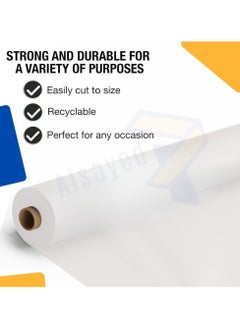 AlsayedP 60 Pcs White Sufra Roll Plastic Table Cover Roll 110 x 100cm Disposable Table Cloth for Picnic, Party, Banquet, Birthdays, Weddings (White 60pcs)  - Image 2