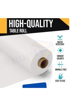 AlsayedP 60 Pcs White Sufra Roll Plastic Table Cover Roll 110 x 100cm Disposable Table Cloth for Picnic, Party, Banquet, Birthdays, Weddings (White 60pcs)  - Image 4