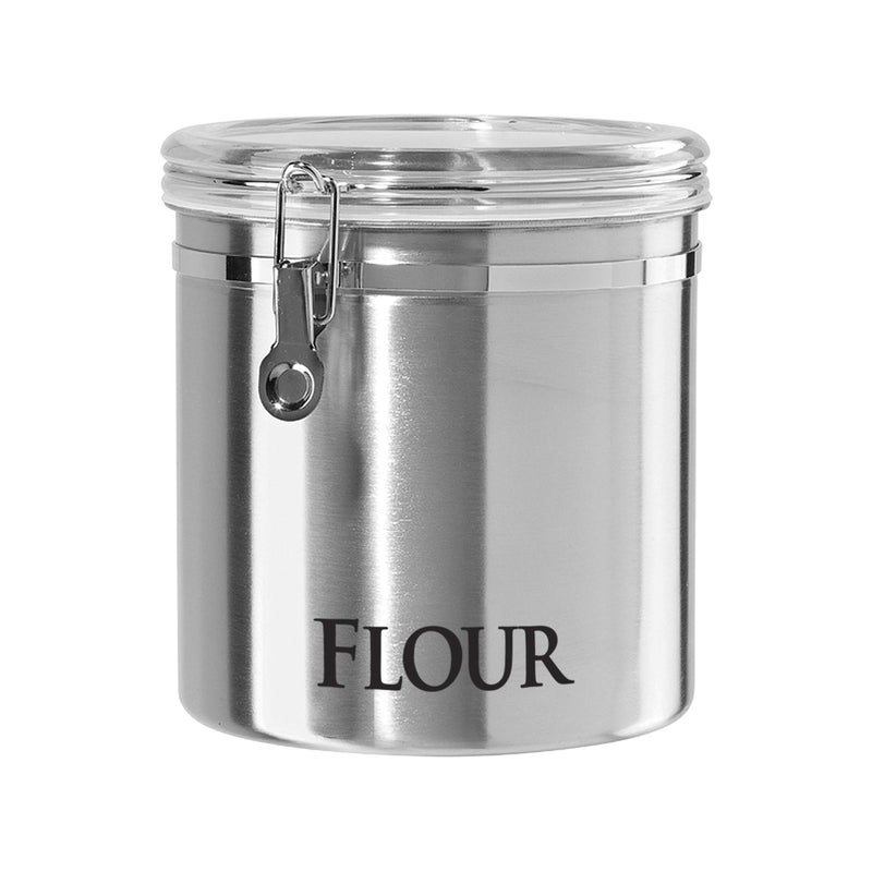 Oggi Jumbo 8 Stainless Steel Flour Clamp Canister  Airtight Food Storage Container Ideal for Kitchen  Pantry Storage of Flour or other Bulk Dry Foods