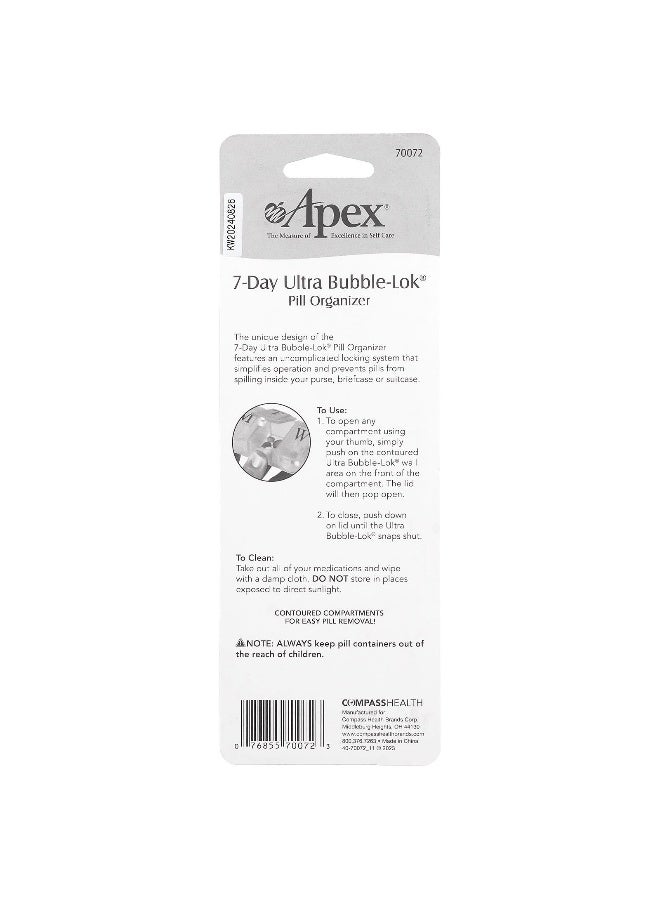 Apex, 7-Day Ultra Bubble-Lok® Pill Organizer, 1 Pill Case - Image 2