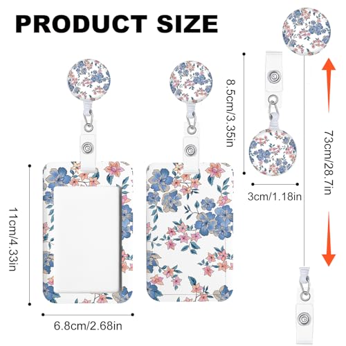 NICCCARD 3 Set Flower ID Badge Holder with Clip Badge Reels Retractable Heavy Duty,Keychain，ID Holder for School Nurse Office 5 - Image 2