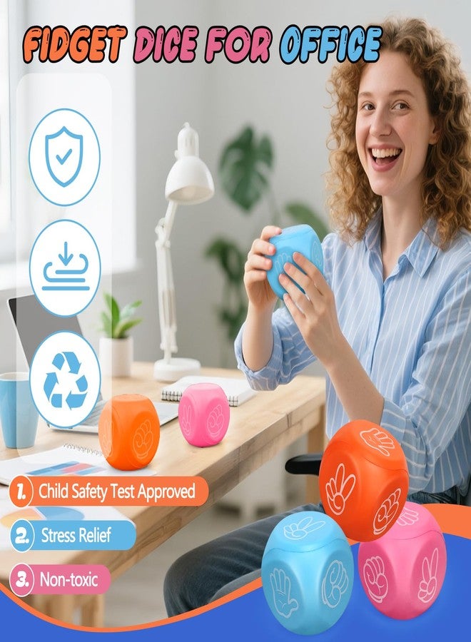 Amarlozn Foam Dice Squeeze Toy, Fidget Toy Sensory Ball for Finger Guessing Game, 2.7inch 6 Sided Rock Paper Scissors Game Dice for Adults Kids Stress Relief, Goodie Bag Filler Classroom Prize Learning 3PCS - Image 4