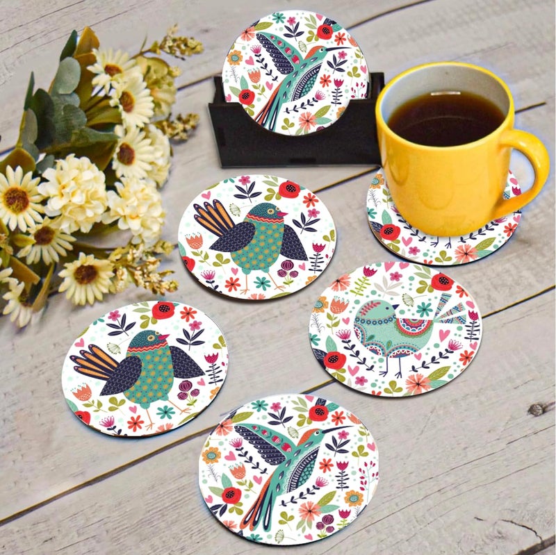 My Creative Hut Tea Coasters Set of 6, Beautiful Design with Stand for Tea Cups, Coffee Mugs, and Glasses, Ideal for Festive Gifting (Safari) - Image 1