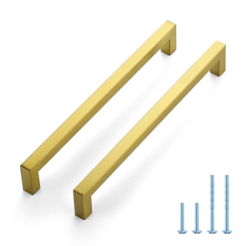 JOY DECOR 10 Pack Cabinet Handles Gold Cabinet Pulls 834 Inch Kitchen Handles Square Drawer Pulls Stainless Steel Drawer Hardware Handles 224mm Hole Centers - Image 2